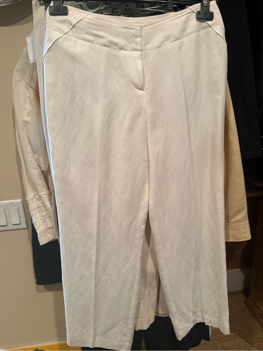 Women's Cream Wide-Leg Pants
